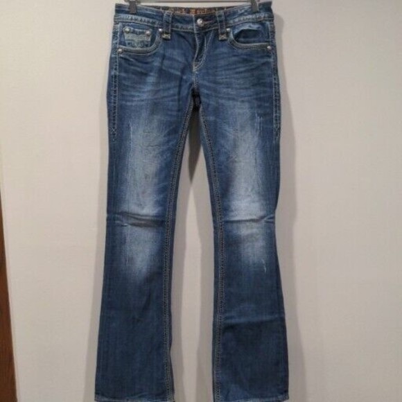 Rock Revival Women's Tullia Jean Bootcut Size 28 Embellished Flap Pocket Medium - Picture 2 of 14